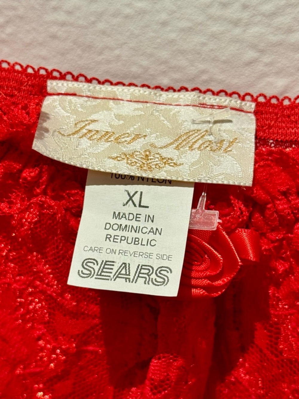 Vintage Sears Inner Most Red Lace Babydoll Nightie Slip Dress XL Y2K - Picture 3 of 3